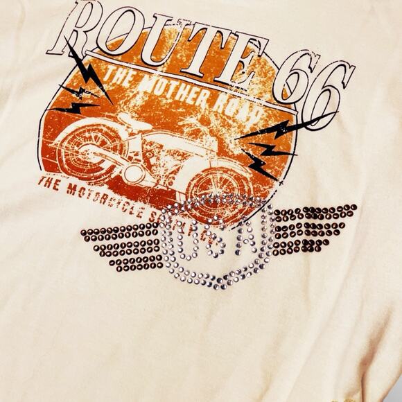 Altar’d State Route 66 Sweatshirt S NWT Rhinestone USA Retro Cream - Picture 3 of 9